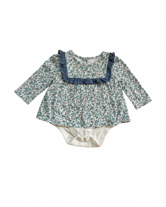 6-12M Baby Girl Baby Gap Floral Long Sleeve Bubble Romper