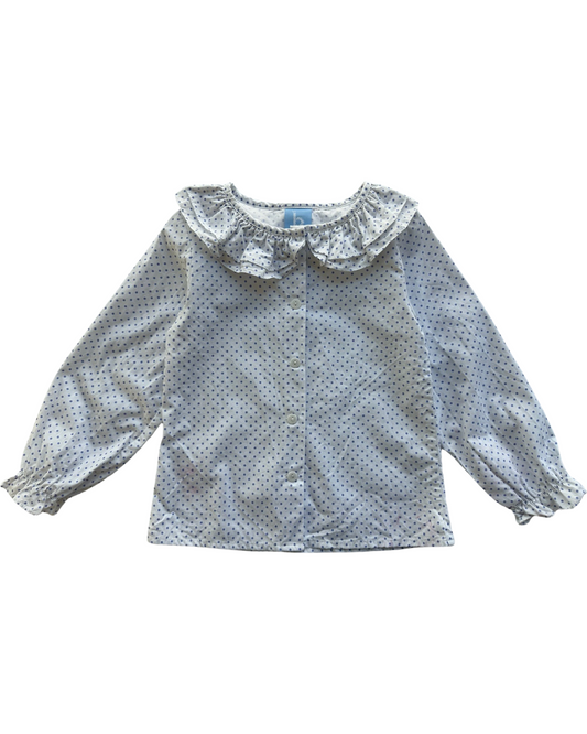 5T Toddler Girl Bella Bliss Periwinkle Blue Ruffle Neck Top Blouse