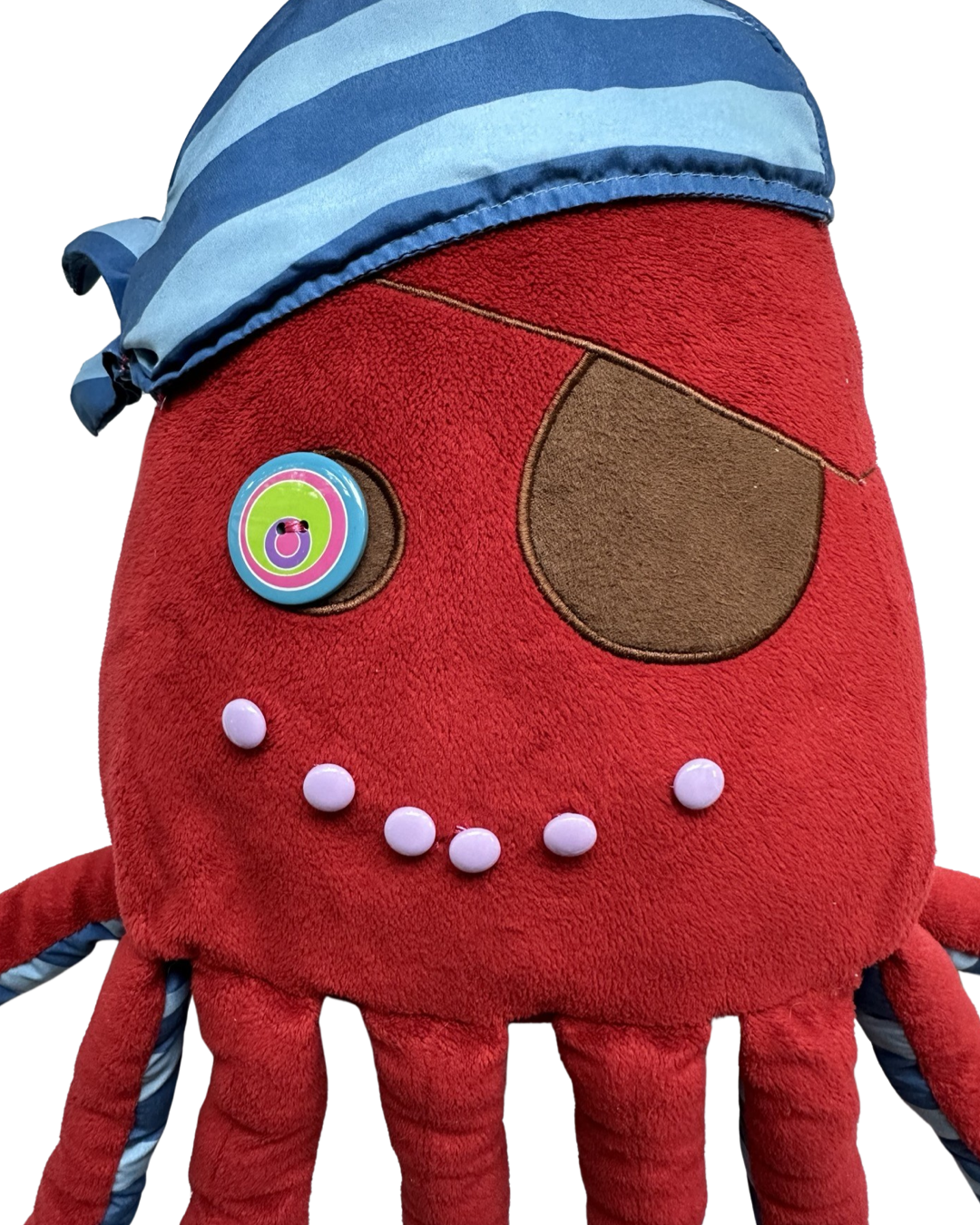 Large 24" CIRCO Red Octopus PIRATE Pillow Eye Patch Plush Stuffed Animal