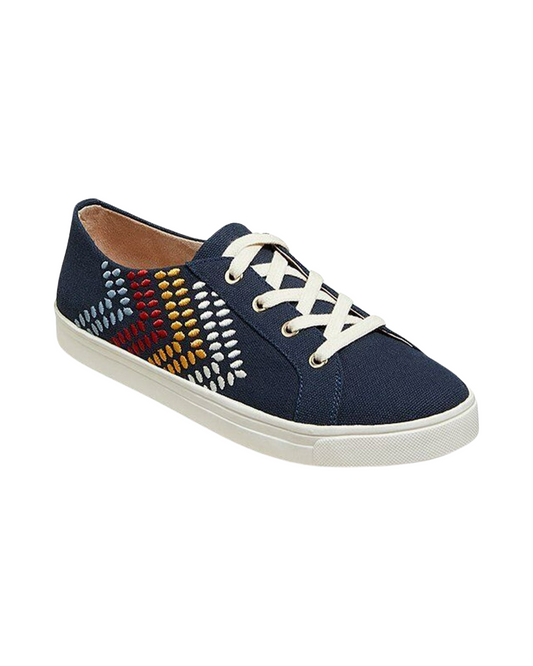 Jack Rogers. Womens US 8.0. Navy Luna Canvas Limited Edition Embroidered Sneaker