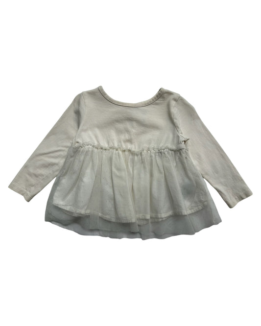 18M-24M Baby Girl Baby Gap White Long Sleeve Tulle Bottom Top