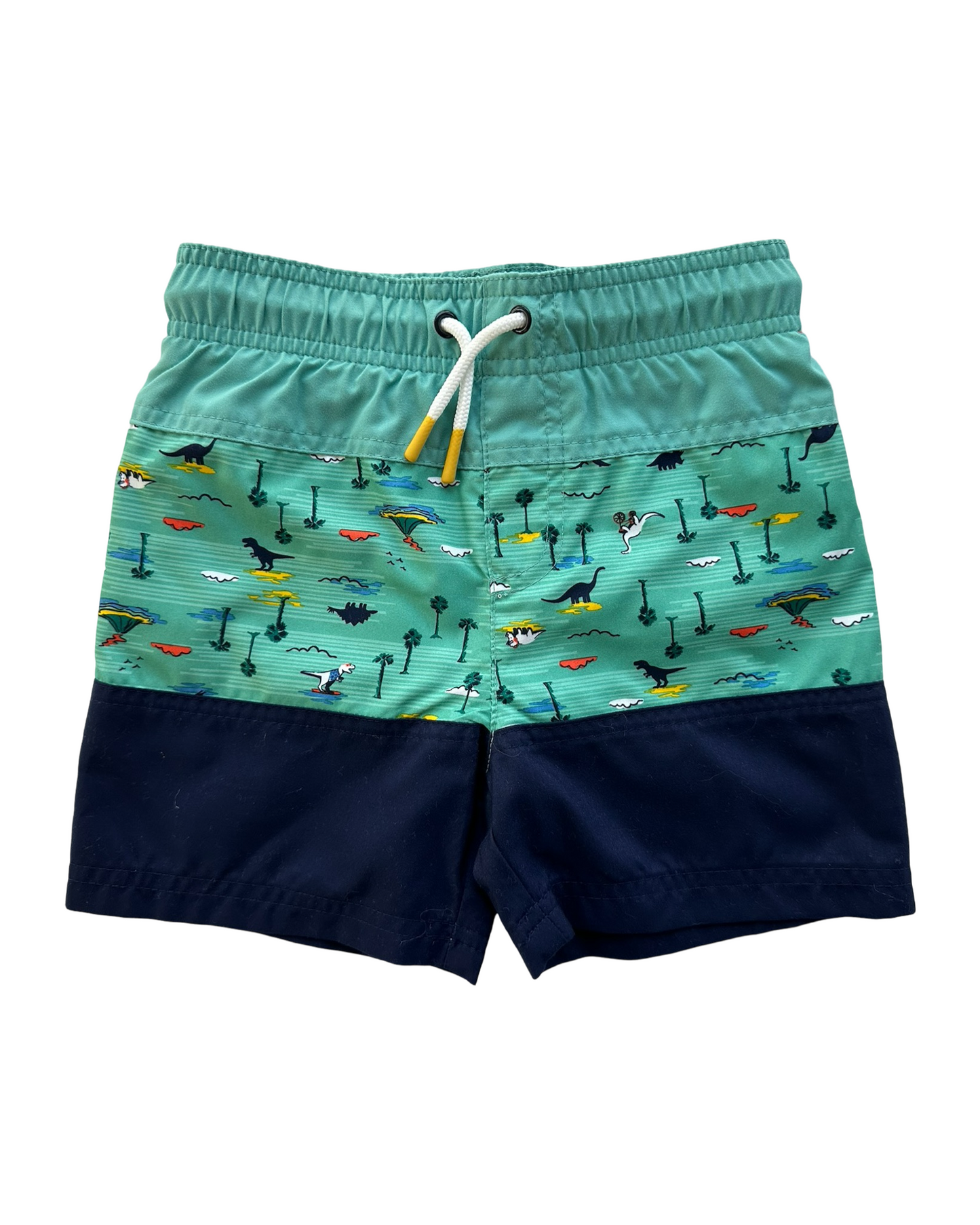 3T Toddler Boy Cat & Jack Navy & Green Dinosaur Swim Trunks Shorts