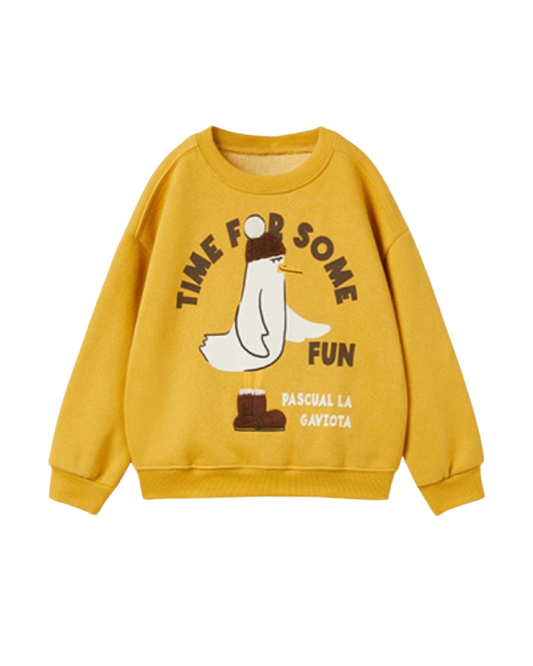 18-24M Baby Boy Zara Mustard Yellow Time for Some Fun Duck Sweatshirt