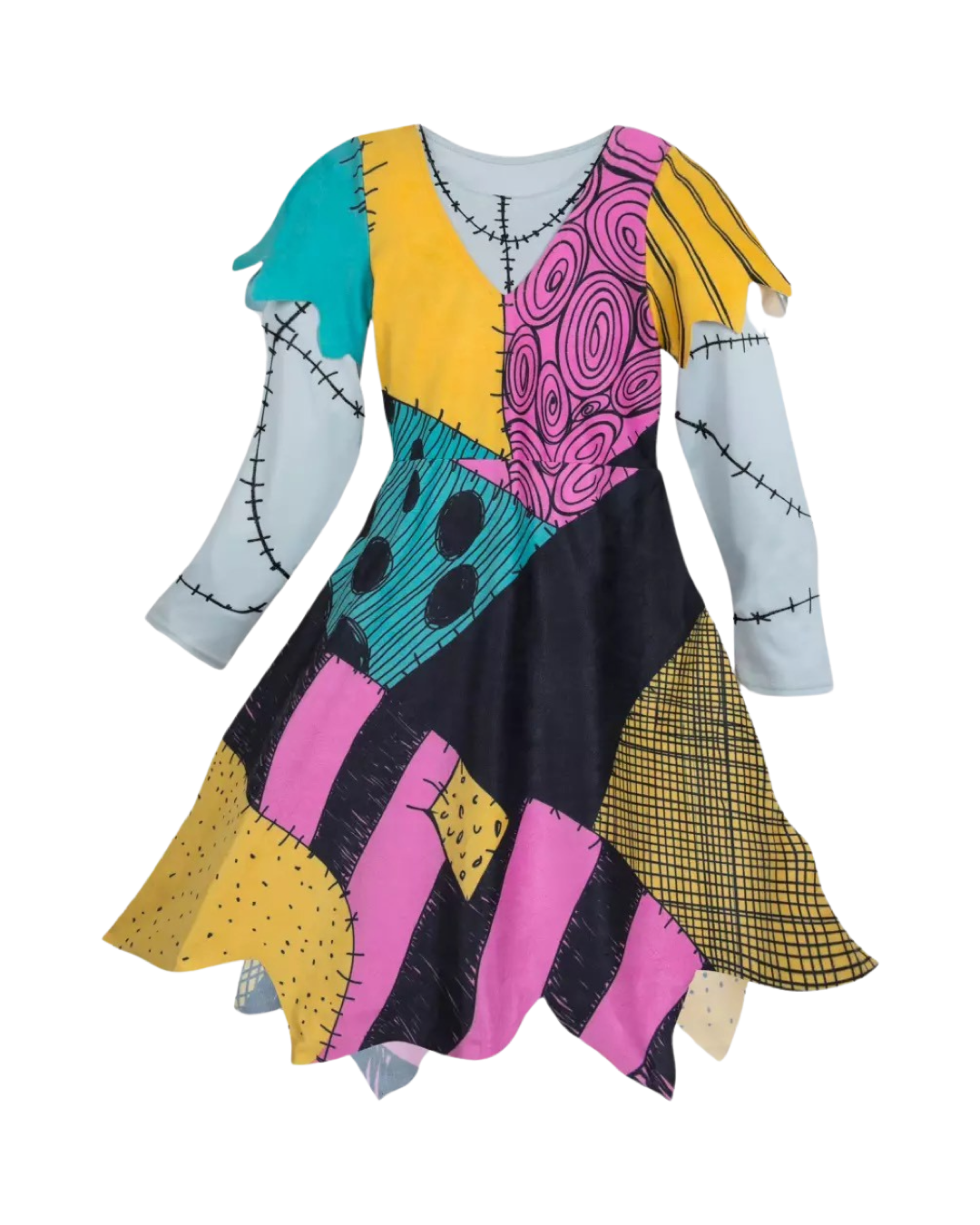 9/10Y Youth Girls Disney Store Tim Burton's The Nightmare Before Christmas Sally Dress Up Costume