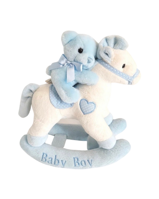 Baby Boy Musical Rocking Horse by Aurora Baby Wind Up 12" Lullaby