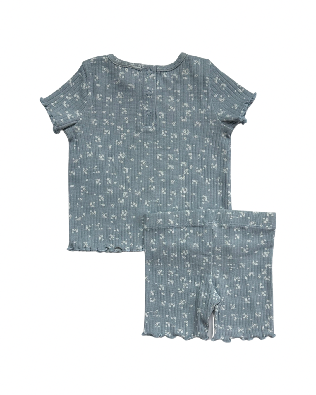 12M Baby Girl Nordstrom Baby 2pc Blue Floral Ribbed Short and Top Set