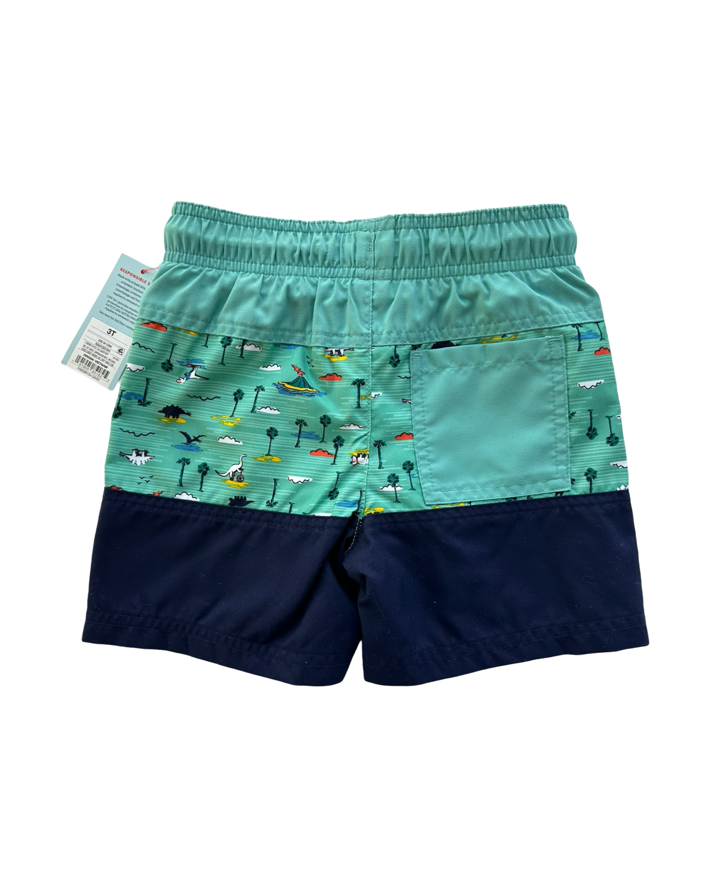 3T Toddler Boy Cat & Jack Navy & Green Dinosaur Swim Trunks Shorts