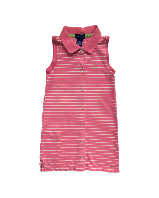 6x Girls Ralph Lauren Pink / White Striped Polo Dress