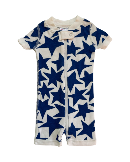 0-3M Baby Boy / Girl Blue Stars Hanna Andersson Zippered Sleeper PJs