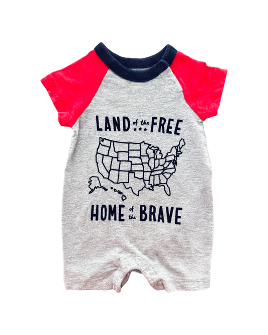 0-3M Baby Boy Baby Gap Land Of the Free Home of the Brave American Romper