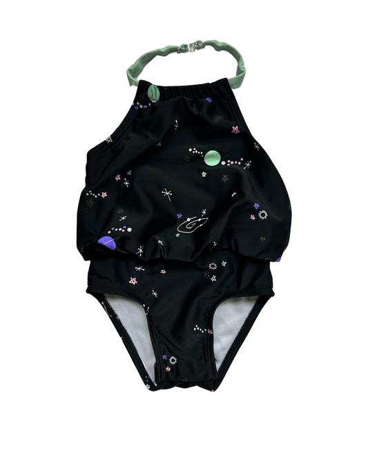 9M Baby Girl Cat & Jack Black Universe One Piece Swim Suit