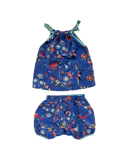 12-18M Baby Girl Patagonia Mono Meadow Blue Baggies Outfit Set