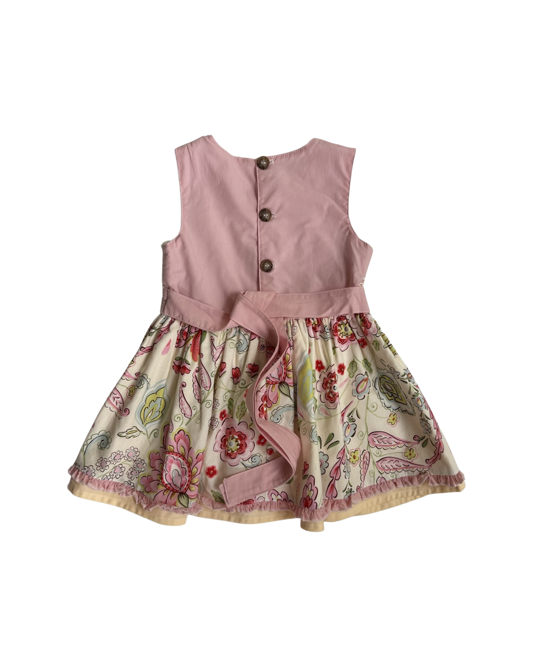 18M-24M Baby Girl Cheeky Plum Pink / Yellow Floral and Lace Pink Dress