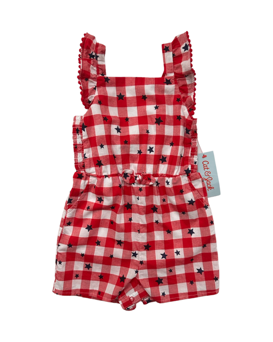 3T Toddler Girl Cat & Jack Red Gingham Patriotic Romper