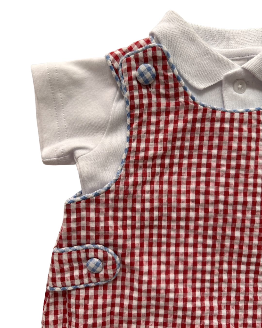 6-9M Baby Boy Starting Out Red Gingham Bubble w/ White Shirt