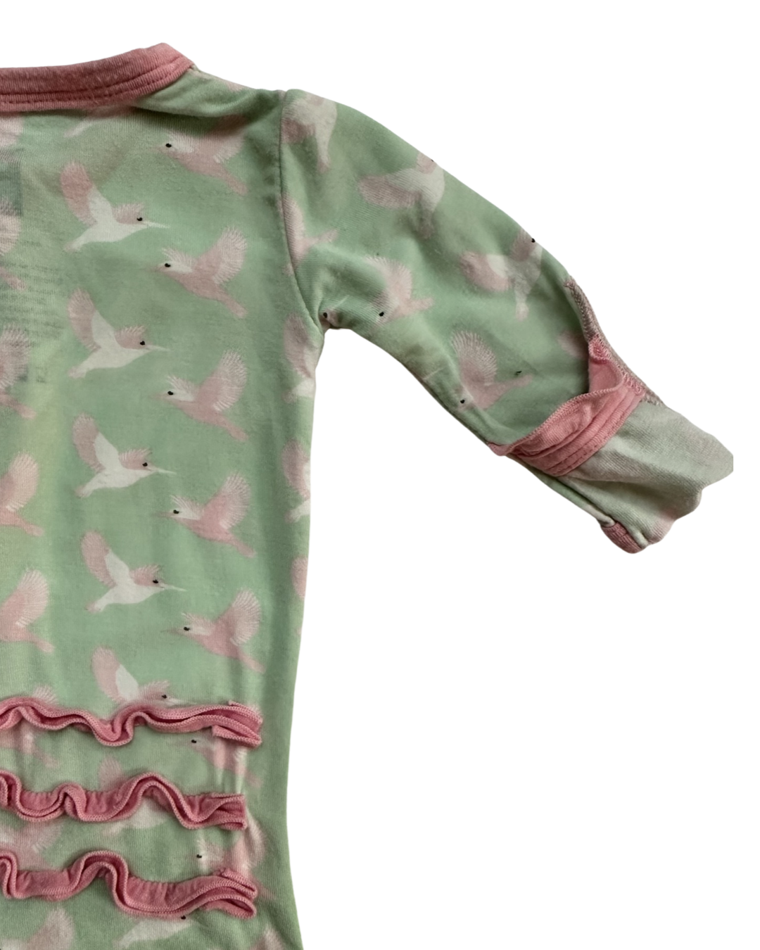 0-3M Baby Girl Bamboo KicKee Pants Pink & Aqua Hummingbird Sleeper