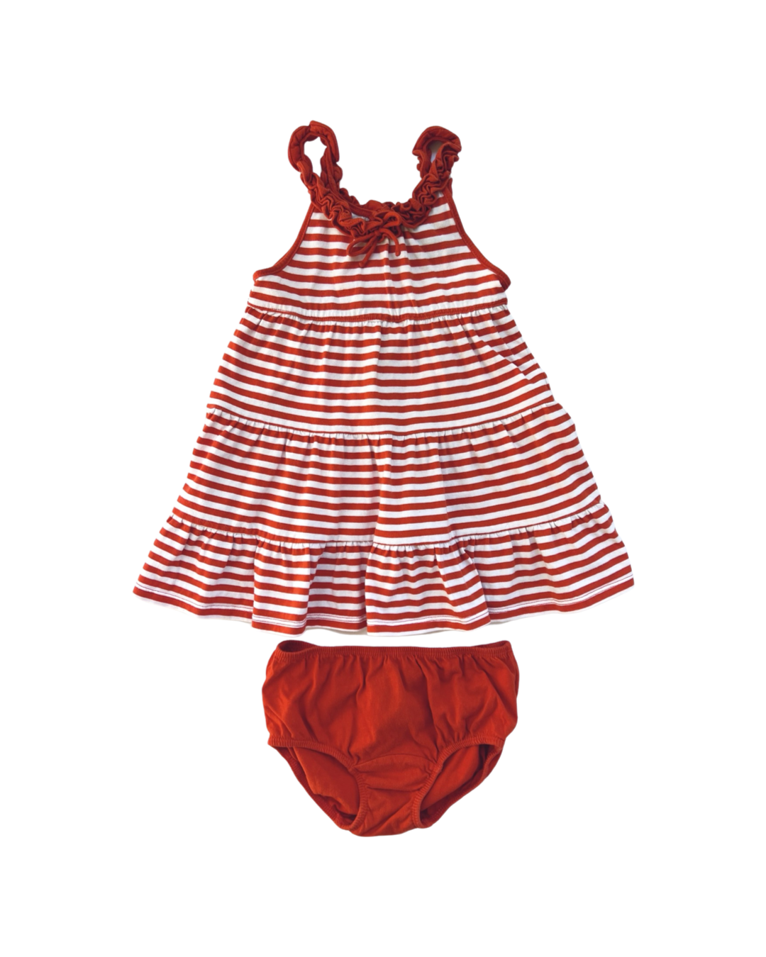 24M Baby Girl Red / White Striped Chaps Dress w/ Bloomers