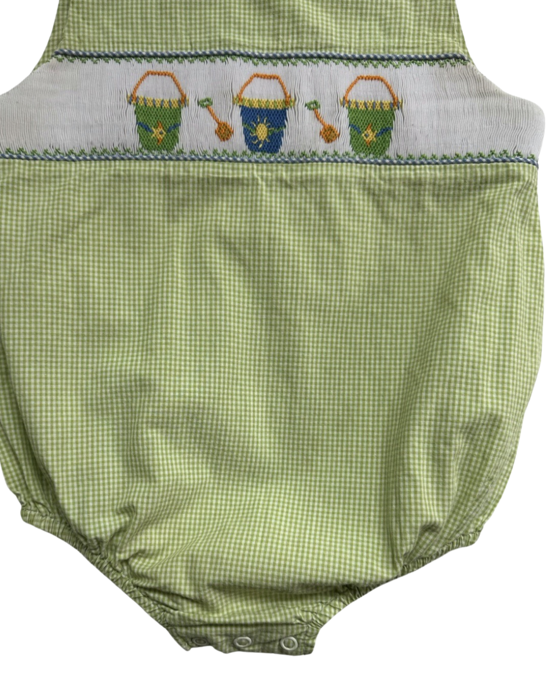 24M Baby Boy Castles & Crowns Green Gingham Smocked Sand Bucket Bubble