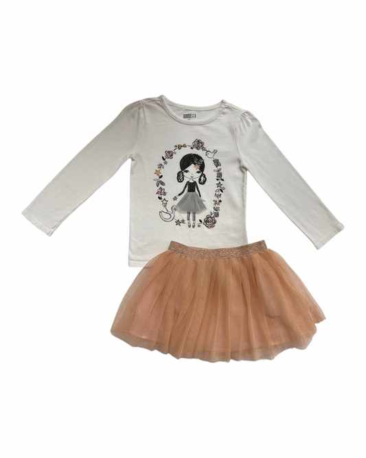 4T Toddler Girl Crazy 8 Long Sleeve Top w/ Matching Tulle Skirt