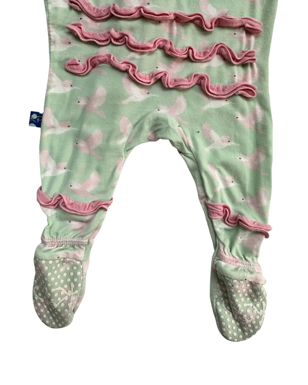 0-3M Baby Girl Bamboo KicKee Pants Pink & Aqua Hummingbird Sleeper