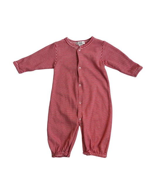 Newborn Baby Boy / Girl Red and White Striped Kissy Kissy Convertible Gown / Sleeper