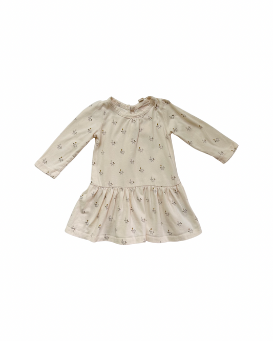 6-12M Baby Girl Baby Gap Off White Long Sleeve Organic Cotton Dress