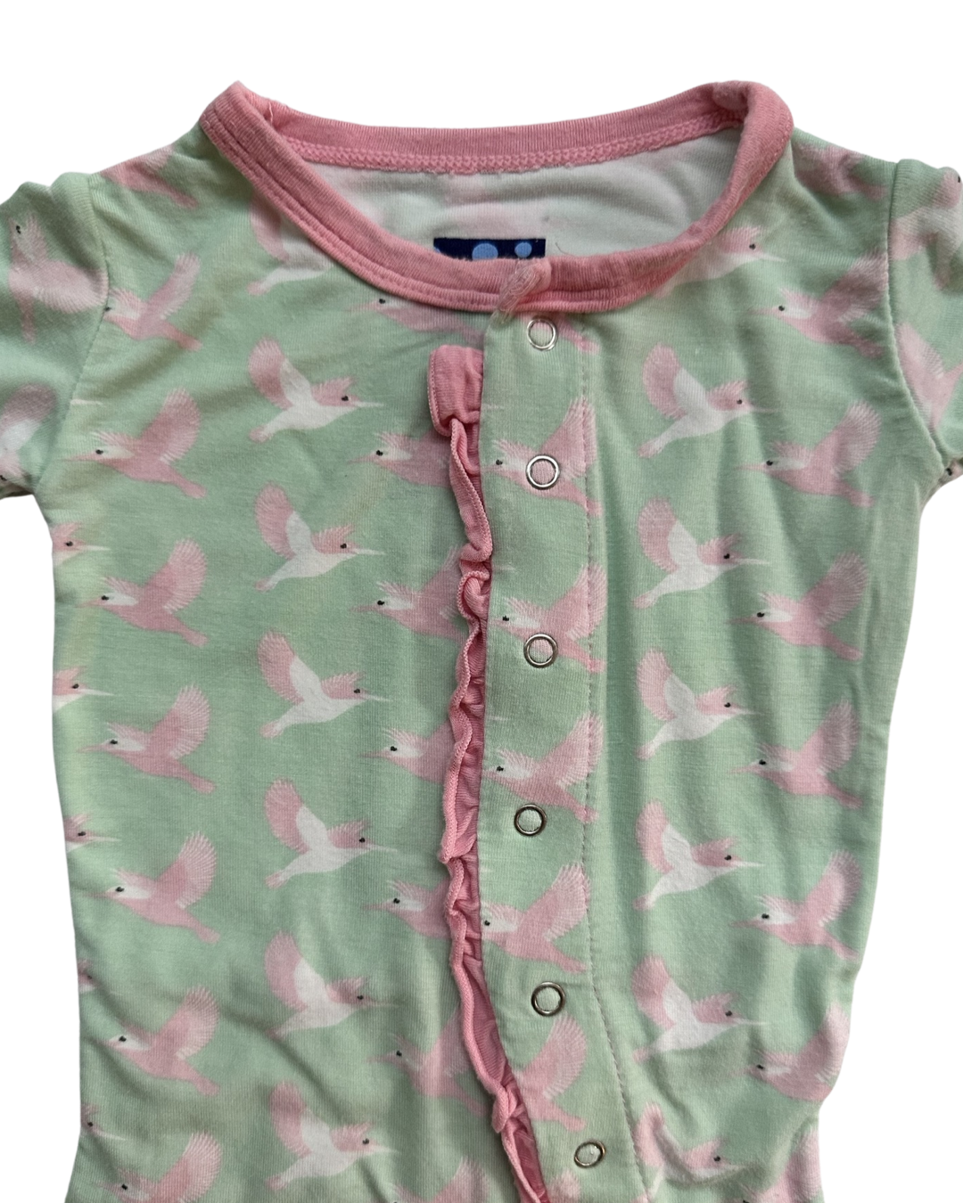 0-3M Baby Girl Bamboo KicKee Pants Pink & Aqua Hummingbird Sleeper