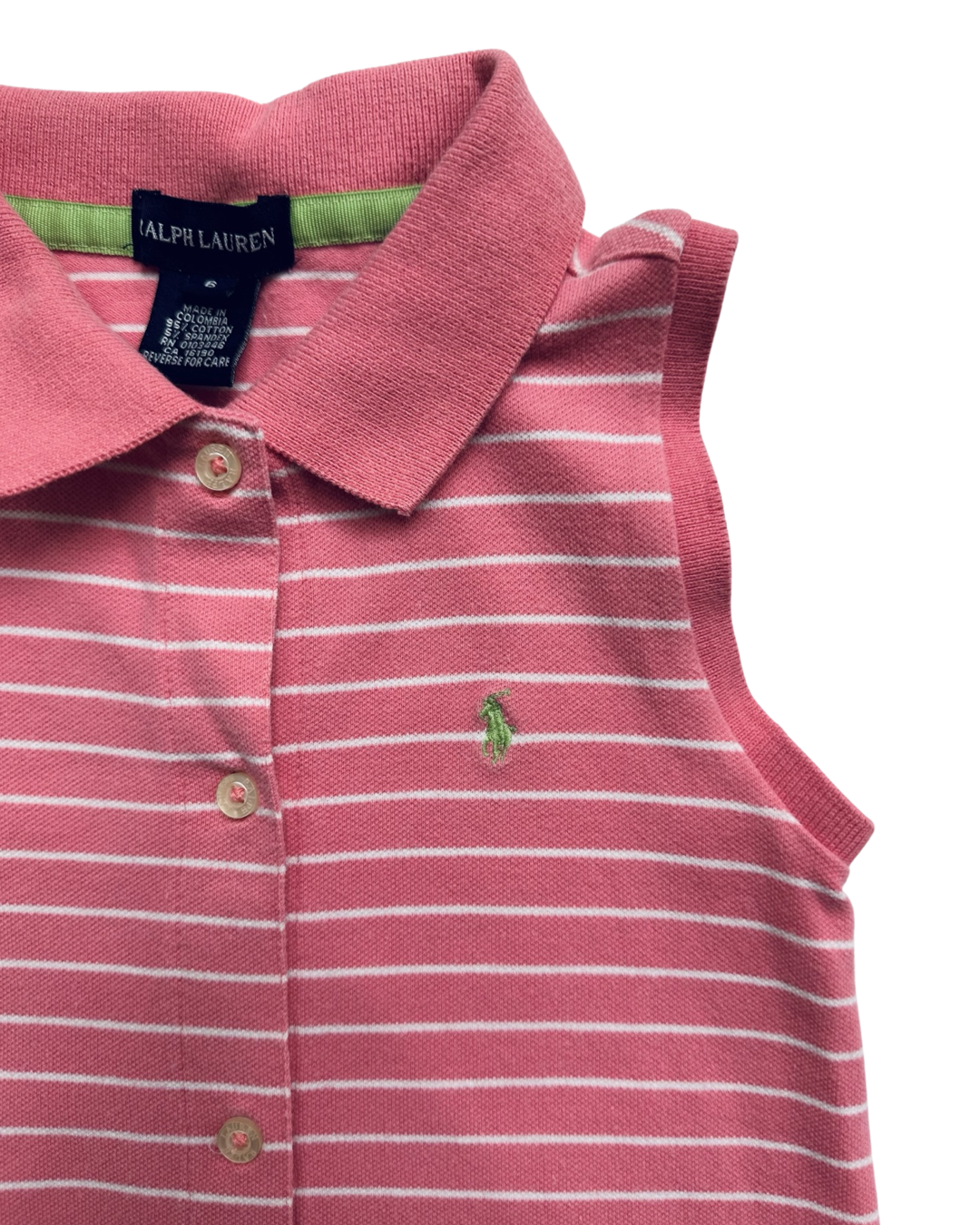 6x Girls Ralph Lauren Pink / White Striped Polo Dress