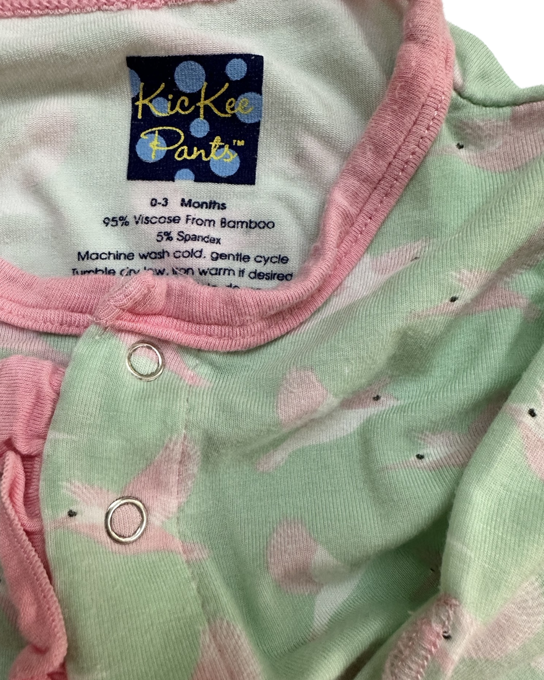 0-3M Baby Girl Bamboo KicKee Pants Pink & Aqua Hummingbird Sleeper