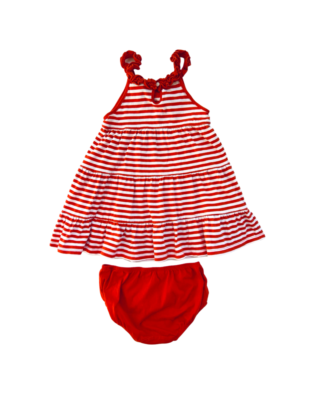 24M Baby Girl Red / White Striped Chaps Dress w/ Bloomers