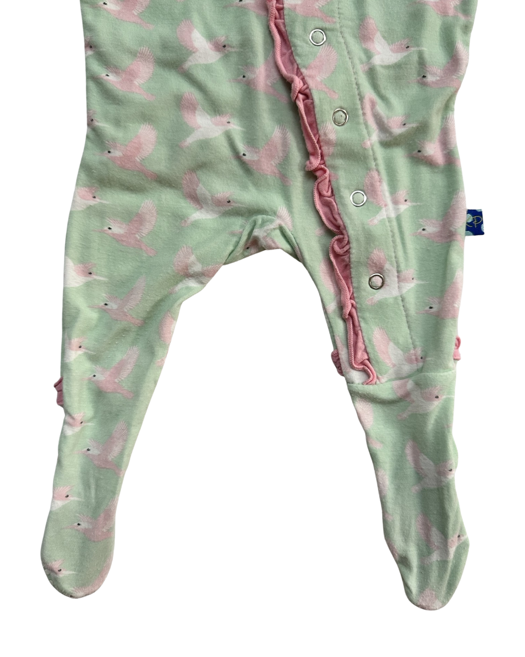 0-3M Baby Girl Bamboo KicKee Pants Pink & Aqua Hummingbird Sleeper