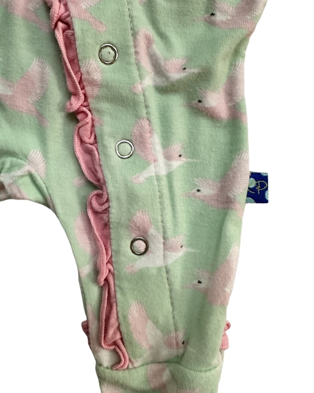 0-3M Baby Girl Bamboo KicKee Pants Pink & Aqua Hummingbird Sleeper