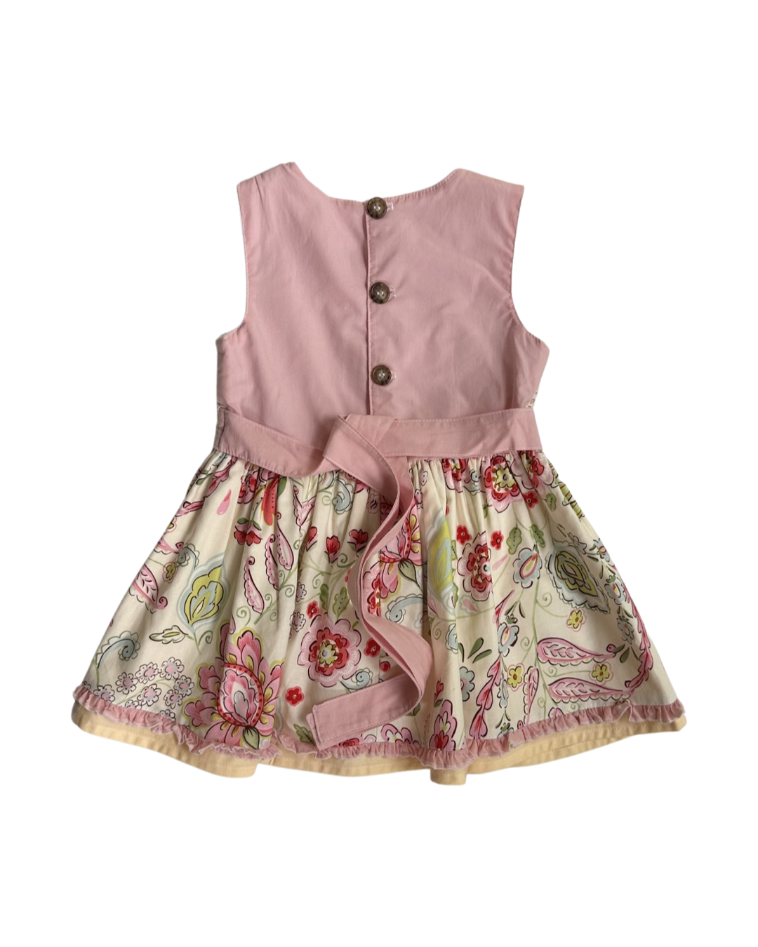 18M-24M Baby Girl Cheeky Plum Pink / Yellow Floral and Lace Pink Dress