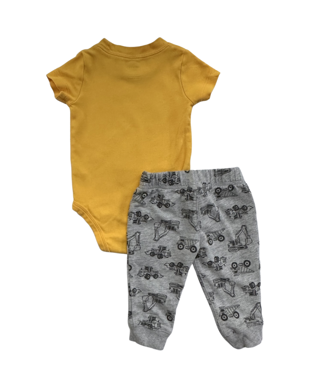 9M Baby Boy Carters Yellow Daddy Son Onesie & Grey Construction Truck Joggers