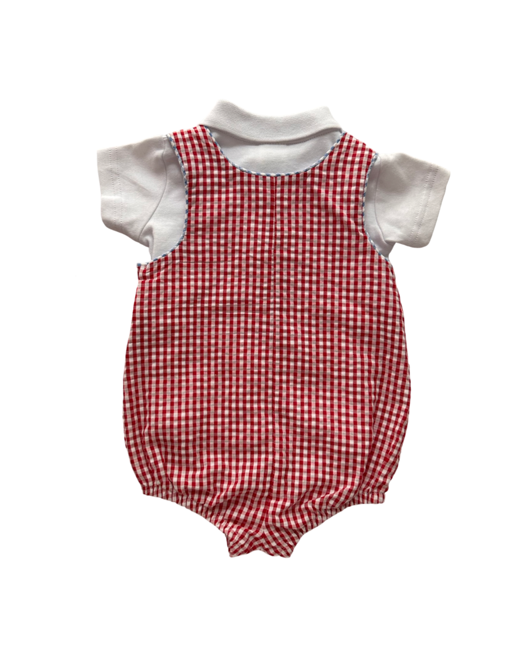 6-9M Baby Boy Starting Out Red Gingham Bubble w/ White Shirt