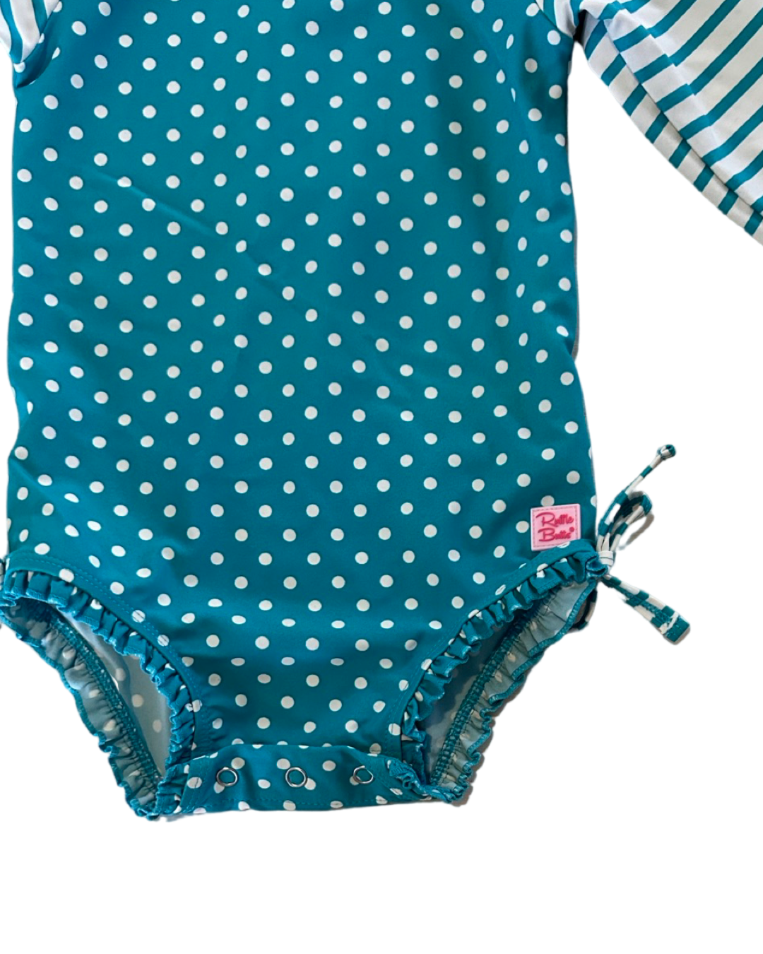 18M-24M Baby Girl Teal Polka Dot RuffleButt RashGuard Swim Suit