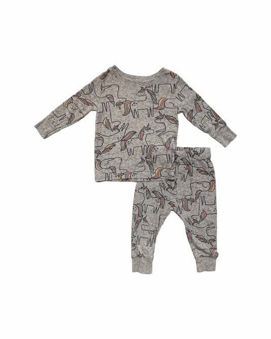 12-18M Baby Girl Old Navy Gray Unicorn PJs