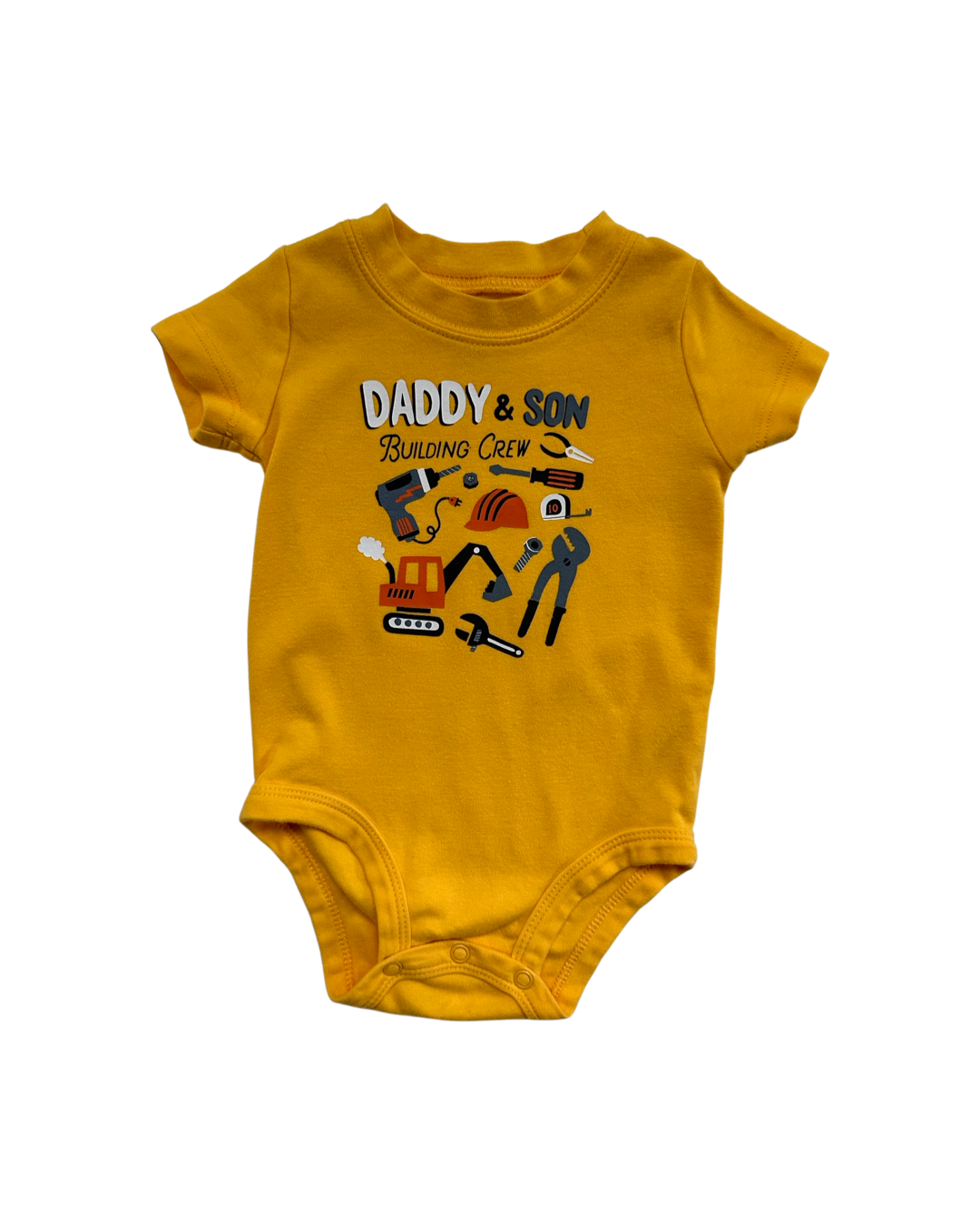 9M Baby Boy Carters Yellow Daddy Son Onesie & Grey Construction Truck Joggers