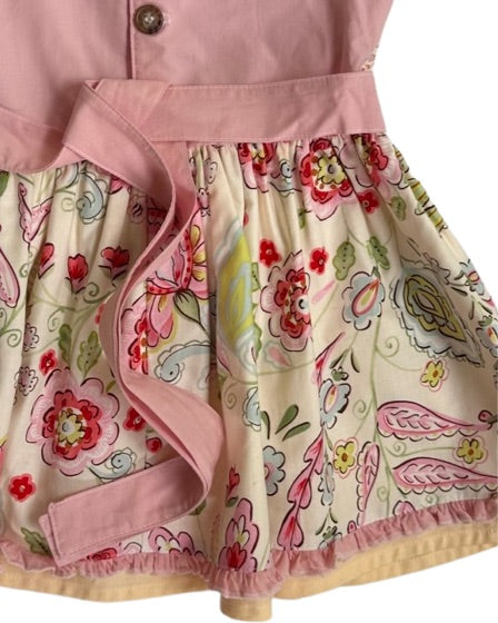 18M-24M Baby Girl Cheeky Plum Pink / Yellow Floral and Lace Pink Dress