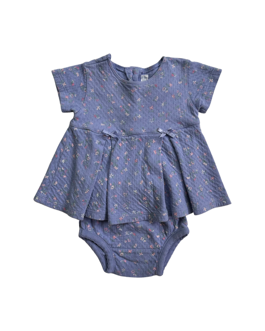 6M Baby Girl Purplish Blue Ralph Lauren Floral Dress w/ Matching Bloomers