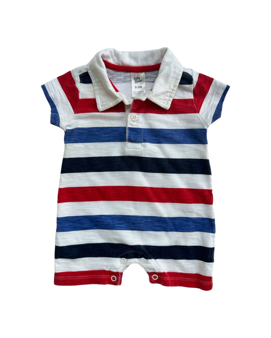 0-3M baby Boy Baby B’Gosh Red / White / Blue Striped Patriotic Romper