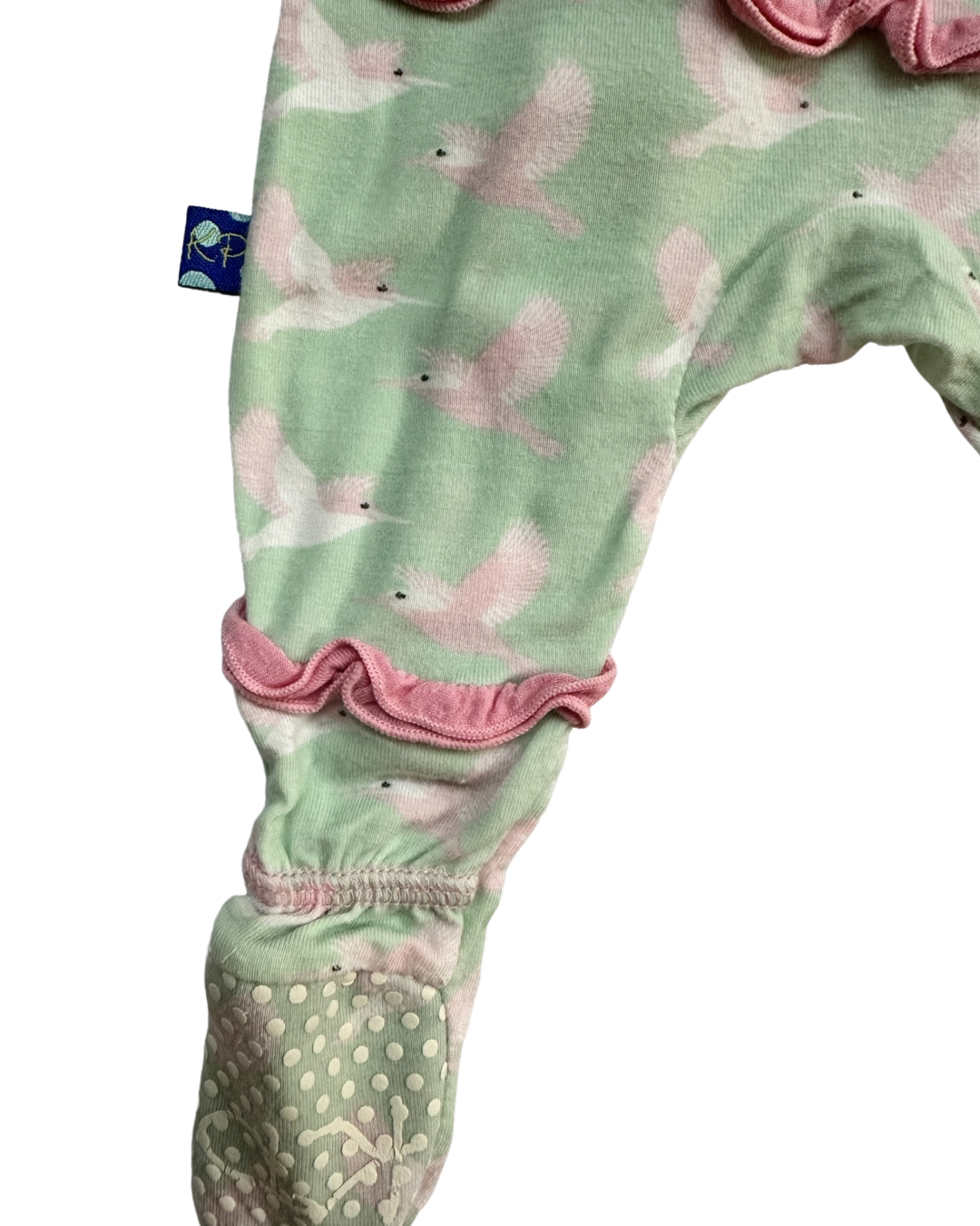 0-3M Baby Girl Bamboo KicKee Pants Pink & Aqua Hummingbird Sleeper