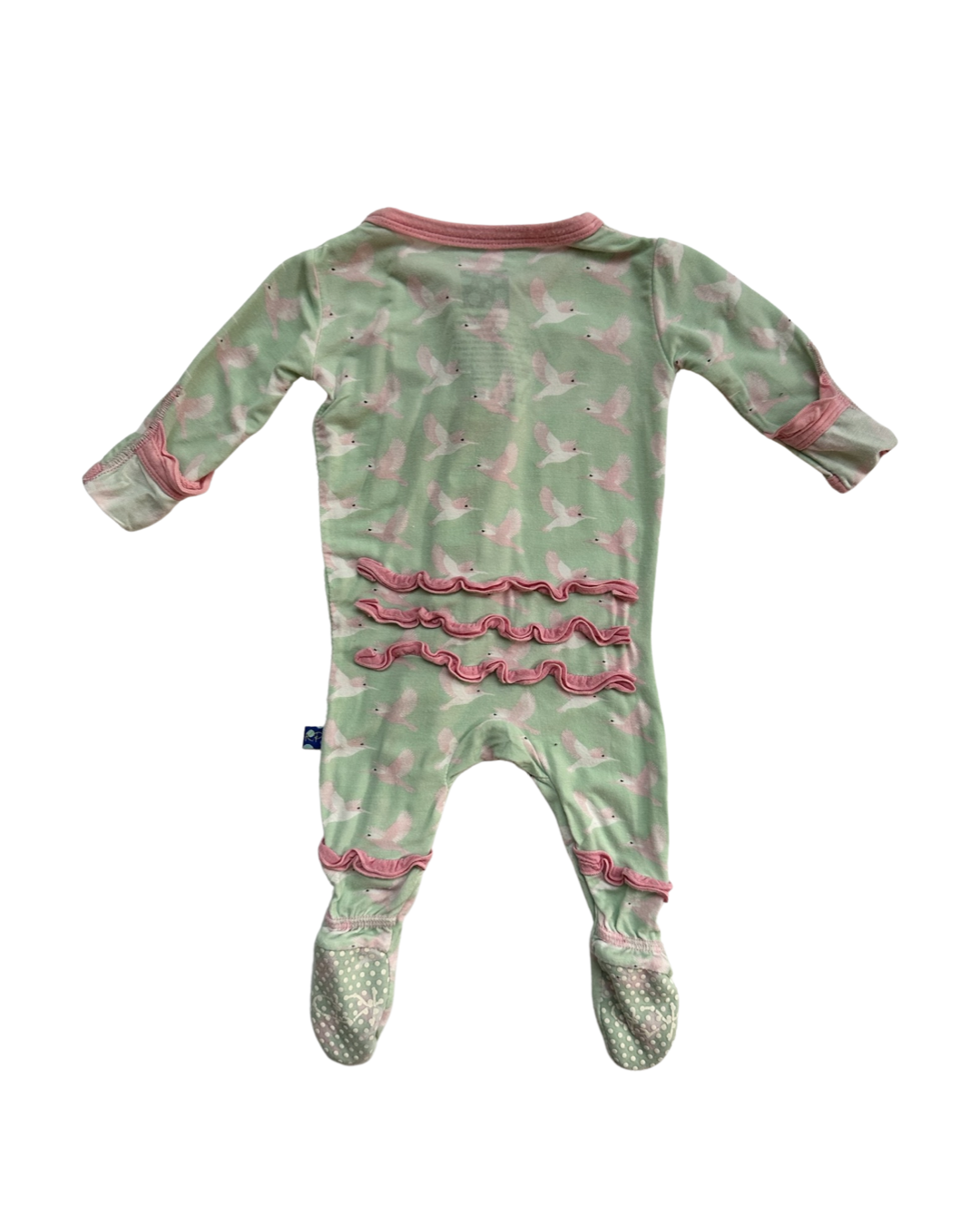 0-3M Baby Girl Bamboo KicKee Pants Pink & Aqua Hummingbird Sleeper