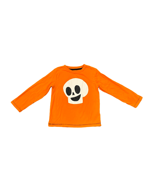 4T Toddler Boy Orange Halloween Skeleton Top