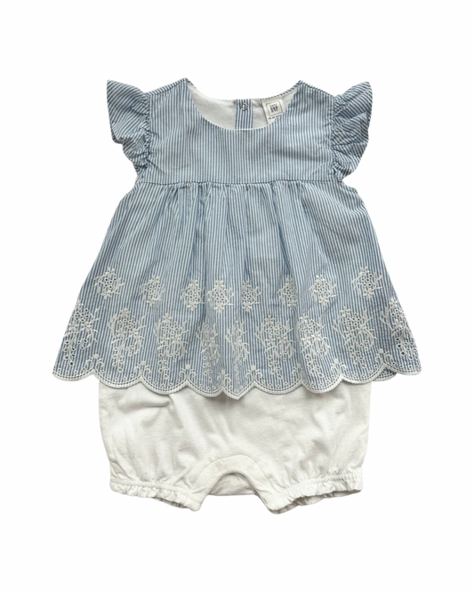 18M-24M Baby Girl Baby Gap Blue and White Striped Romper