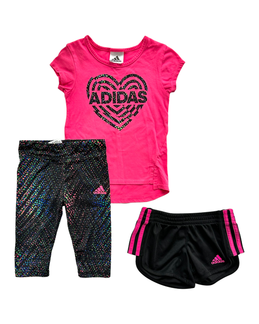 2T Toddler Girl Adidas Athletic Set Shorts Top Leggings