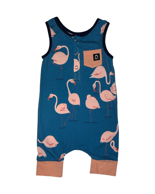 6M-12M Baby Boy Rags to Raches Flamingo Romper