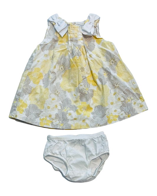 0-3M Baby Girl Janie & Jack Yellow Floral Dress w/ Bloomers