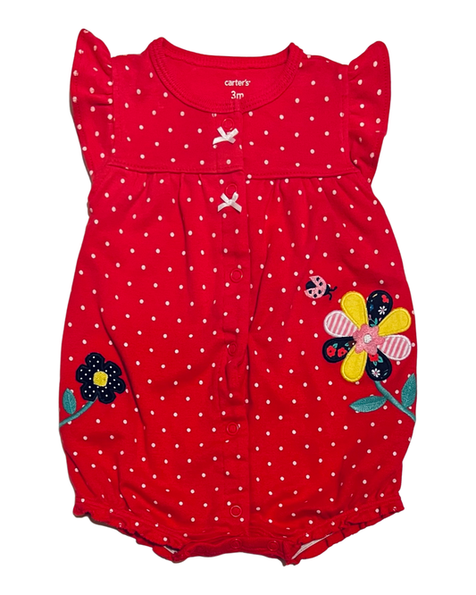 3M Baby Girl Carters Flower Ladybug Bubble Romper