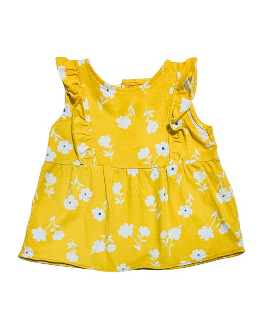 9M Baby Girl Carters Yellow Floral Flutter Sleeve Top